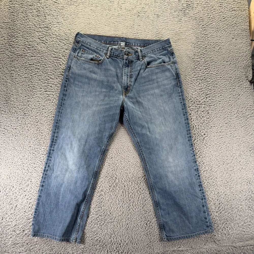 Banana Republic Jeans Mens 36x26 Blue Cotton Denim Straight Leg Workwear Faded
